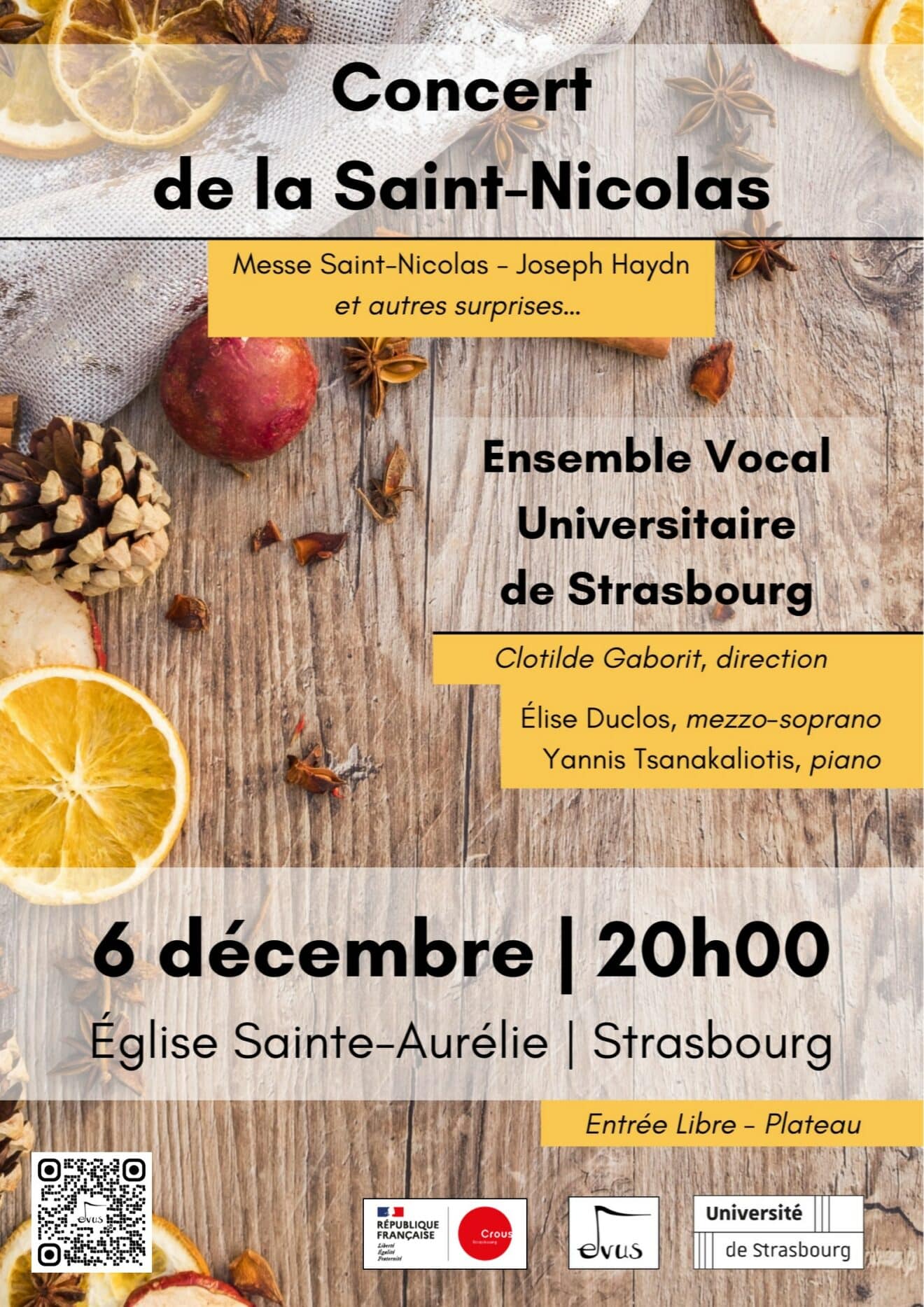 concert saint nicolas 2022 - Élise Duclos, mezzo-soprano Yannis Tsanakaliotis, piano CROUS